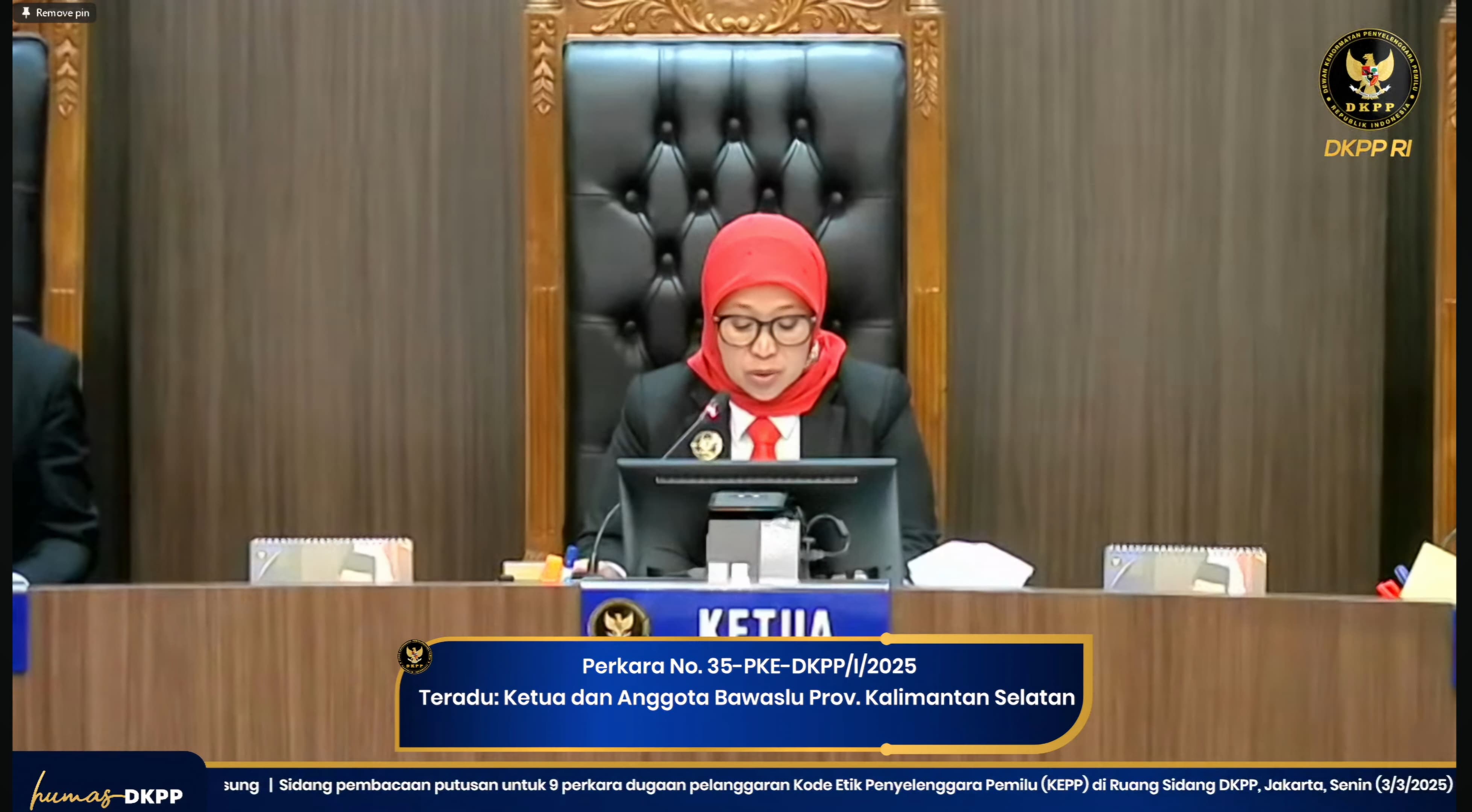 Putusan DKPP : Bawaslu Kalsel Tidak Terbukti Melanggar Kode Etik Penyelenggara Pemilu